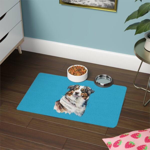Australian Shepard Dog Feeding Mat (12x18) - Turquoise - Image 4