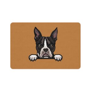 Boston Terrier Dog Feeding Mat (12x18) - Light Brown
