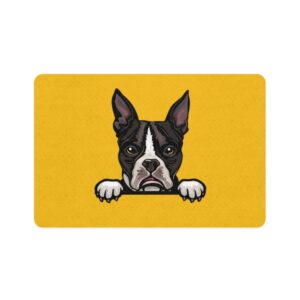 Boston Terrier Dog Feeding Mat (12x18) - Yellow