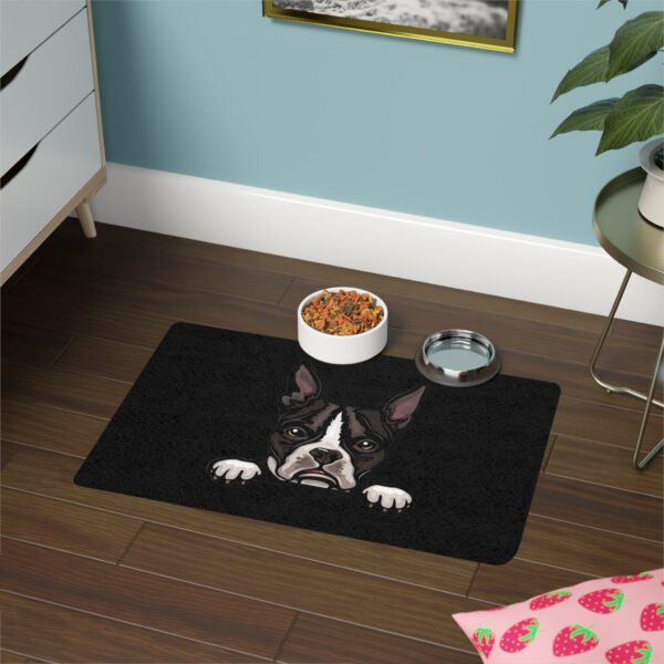 Boston Terrier Dog Feeding Mat (12x18) - Black - Image 4