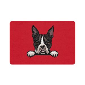 Boston Terrier Dog Feeding Mat (12x18) - Dark Red