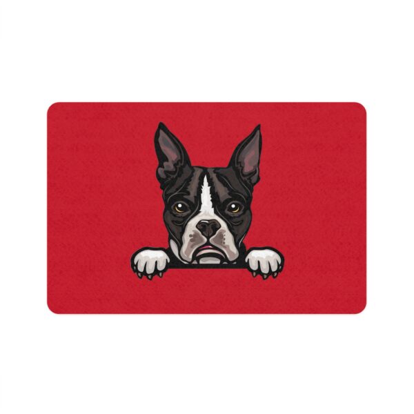Boston Terrier Dog Feeding Mat (12x18) - Dark Red