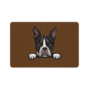 Boston Terrier Dog Feeding Mat (12x18) - Brown