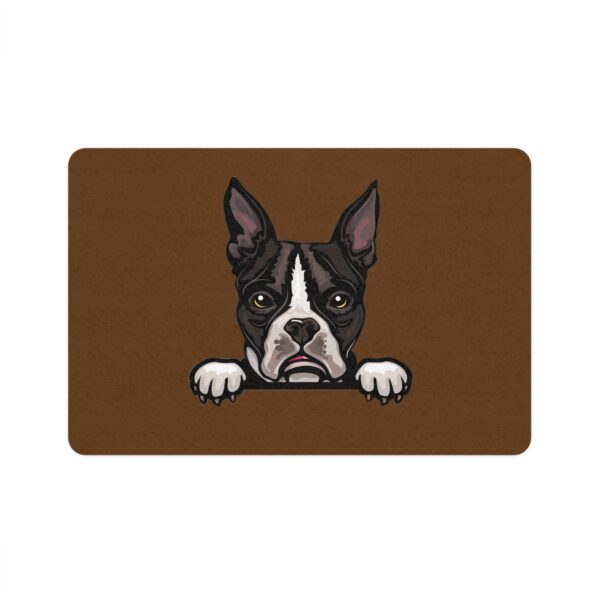 Boston Terrier Dog Feeding Mat (12x18) - Brown