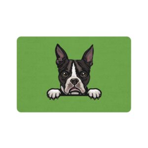 Boston Terrier Dog Feeding Mat (12x18) - Green