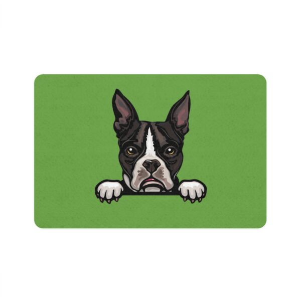 Boston Terrier Dog Feeding Mat (12x18) - Green