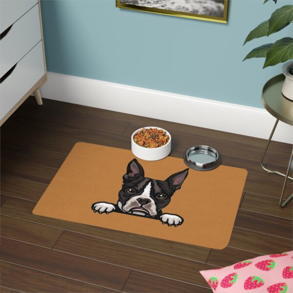 Boston Terrier Dog Feeding Mat (12x18) - Light Brown - Image 4