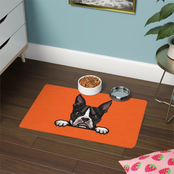 Boston Terrier Dog Feeding Mat (12x18) - Orange - Image 4