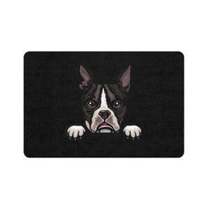 Boston Terrier Dog Feeding Mat (12x18) - Black