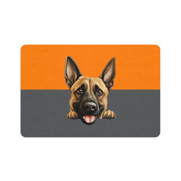 Belgian Malinois Pet Food Mat (12x18)  -Orange/Smokey - Image 2