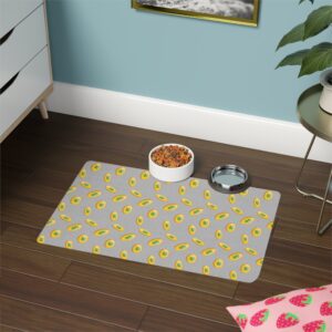 Vibrant Pet Food Mat - 12x18 Non-Slip Design for Cats and Dogs-Light Grey