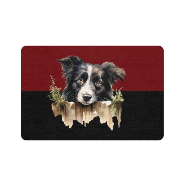 Border Collie Pet Food Mat (12x18)  -Garnet/Black - Image 2