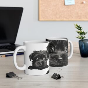 Affenpinscher 11oz white ceramic mug exudes a cozy and warm vibe.