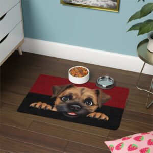 Border Terrier Dog Food Mat (12x18)  -Garnet/Black