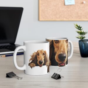 Afghan Hound  11oz white ceramic mug exudes a cozy and warm vibe.