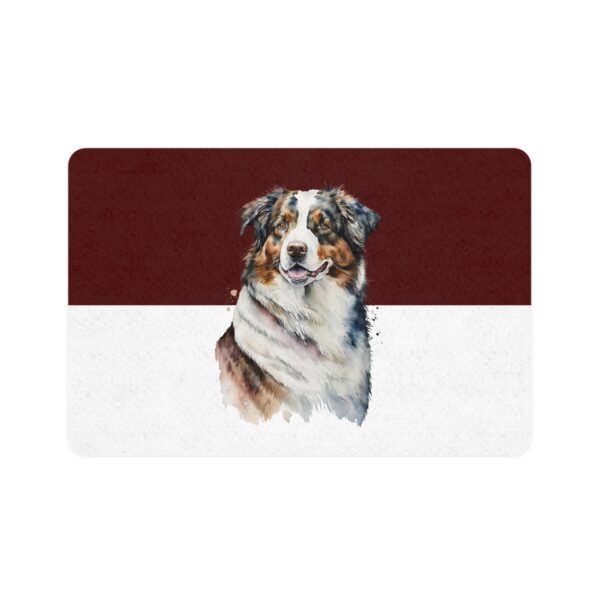 Australian Shepard Pet Food Mat (12x18)  -Maroon/White - Image 2