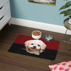 Bichon Frise Dog Food Mat (12x18)  -Garnet/Black