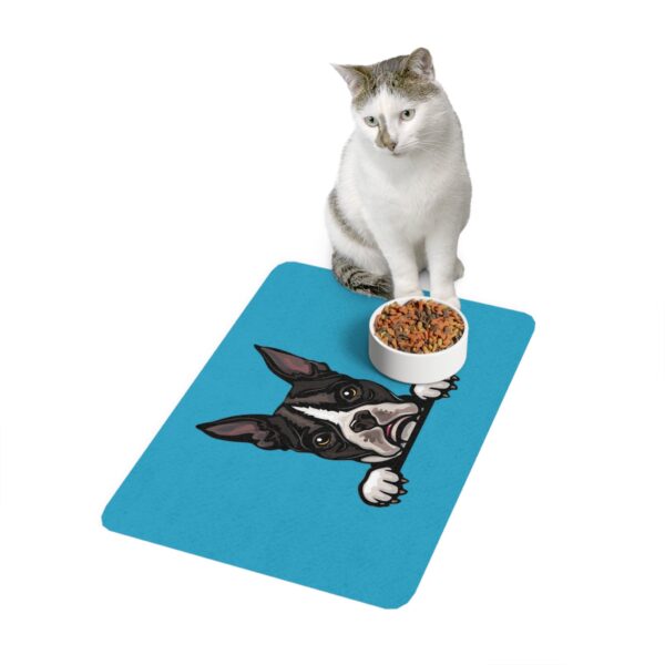 Boston Terrier Dog Feeding Mat (12x18) - Turquoise - Image 3