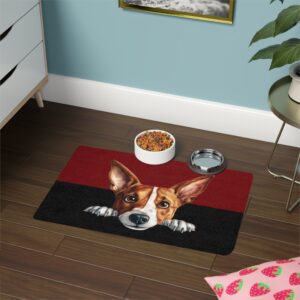 Basenji Dog Food Mat (12x18)  -Garnet/Black