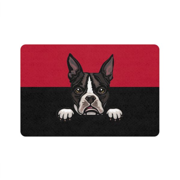 Boston Terrier Pet Food Mat (12x18) - Red/Black - Image 2