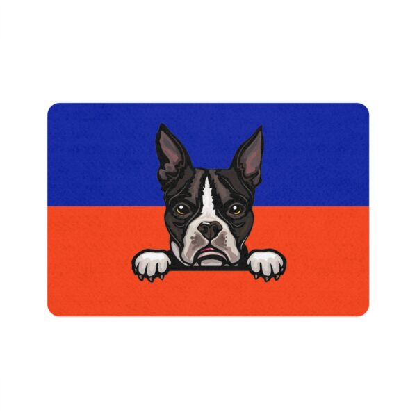 Boston Terrier Pet Food Mat (12x18) - Blue/Orange - Image 2