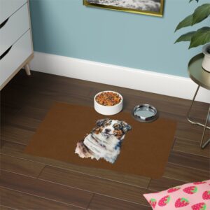 Australian Shepard Pet Food Mat (12x18) - Brown