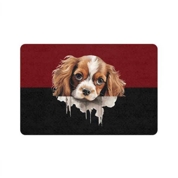 Cavalier King Charles Pet Food Mat (12x18)  -Garnet/Black - Image 2