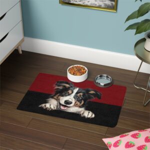 Collie Dog Food Mat (12x18)  -Garnet/Black