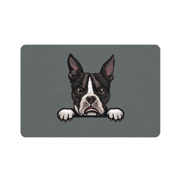 Boston Terrier Pet Food Mat (12x18) - Dark Grey - Image 2