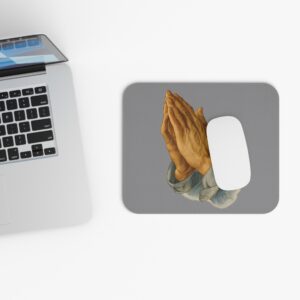 Praying Hands Grey Mouse Pad - Cute Pet Design for Dog Lovers