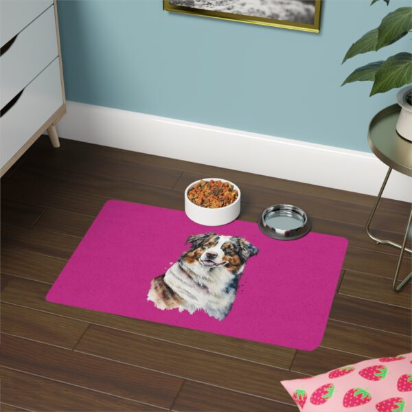 Australian Shepard Pet Food Mat (12x18) - Pink