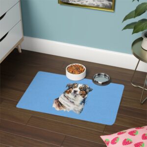 Australian Shepard Pet Food Mat (12x18) - Light Blue