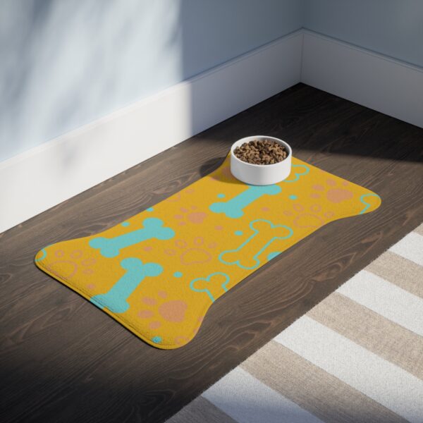 Colorful Pet Feeding Mats with Fun Bones & Paws Design-Yellow - Image 7