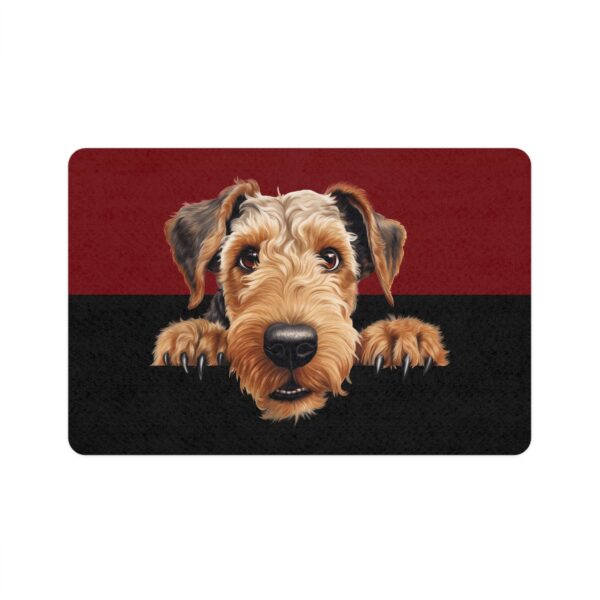 Airedale Terrier Dog Food Mat (12x18)  -Garnet/Black - Image 2
