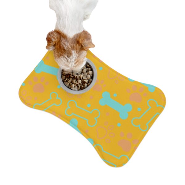Colorful Pet Feeding Mats with Fun Bones & Paws Design-Yellow - Image 3