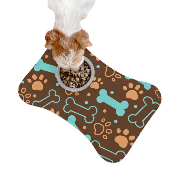 Colorful Pet Feeding Mats with Fun Bones & Paws Design-Brown - Image 3