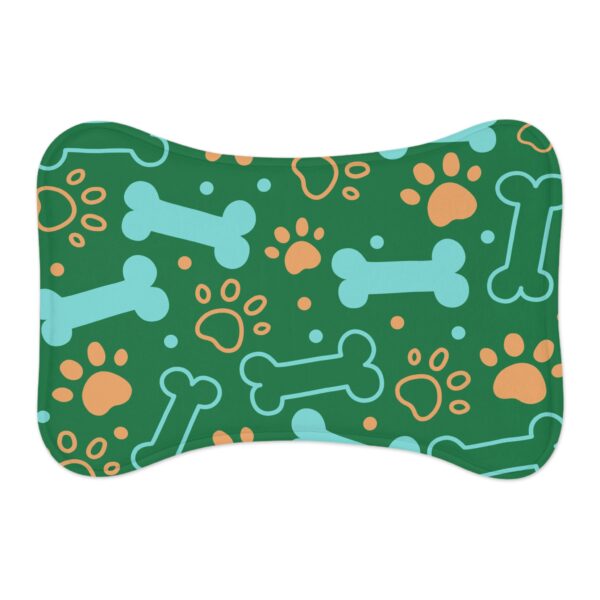Colorful Pet Feeding Mats with Fun Bones & Paws Design - Dark Green - Image 2