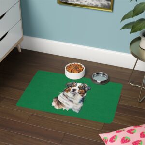 Australian Shepard Pet Food Mat (12x18) - Dark Green