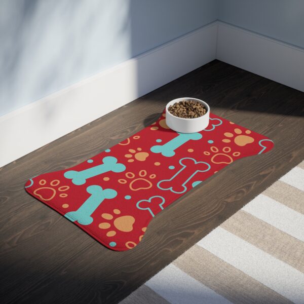 Colorful Dog Feeding Mats with Fun Bones & Paws Design-Dark Red - Image 7