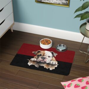 Bulldog Pet Food Mat (12x18)  -Garnet/Black