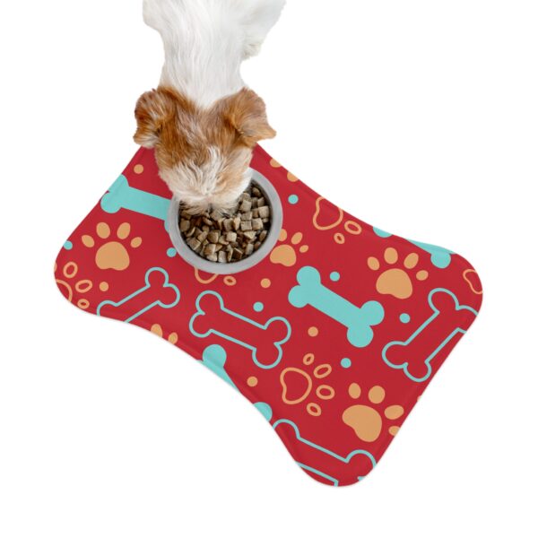 Colorful Dog Feeding Mats with Fun Bones & Paws Design-Dark Red - Image 3
