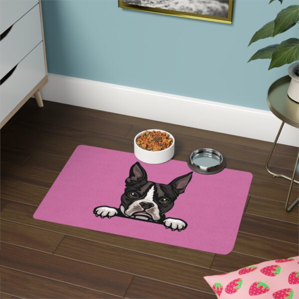 Boston Terrier Pet Food Mat (12x18) - Light Pink