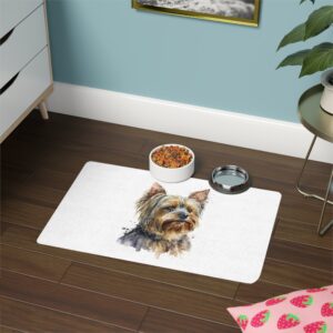 Yorkshire Terrier Pet Food Mat (12x18) - White