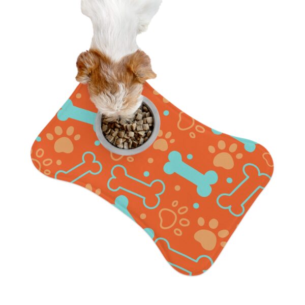 Colorful Pet Feeding Mats with Fun Bones & Paws Design - Orange - Image 3