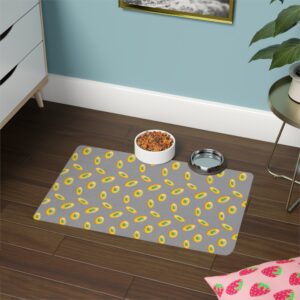 Vibrant Pet Food Mat - 12x18 Non-Slip Design for Cats and Dogs-Grey