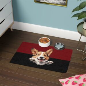 Pembroke Welsh Corgi Dog Food Mat (12x18)  -Garnet/Black