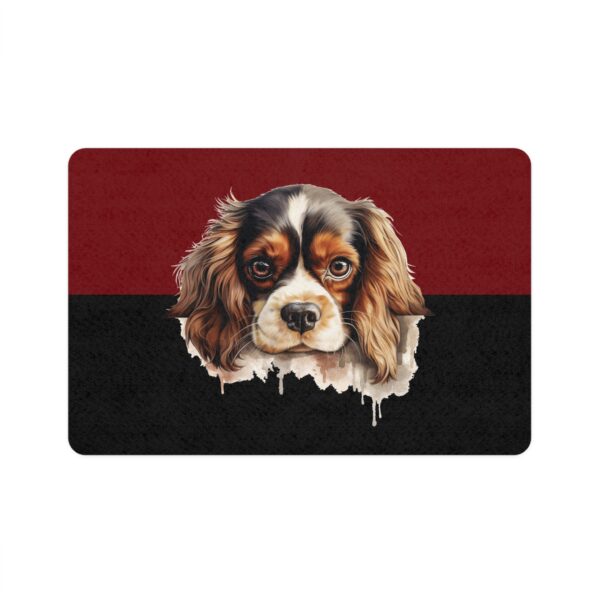 Cavalier King Charles Pet Food Mat (12x18)  -Garnet/Black - Image 2