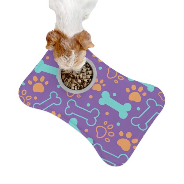 Colorful Dog Feeding Mats with Fun Bones & Paws Design-Light Purple - Image 3