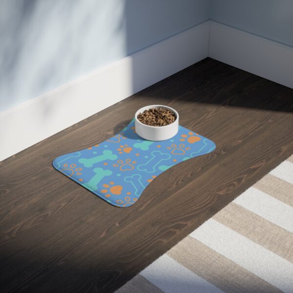 Colorful Dog Feeding Mats with Fun Bones & Paws Design-Light Blue - Image 5