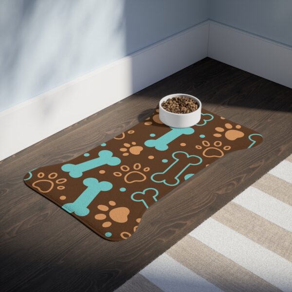 Colorful Pet Feeding Mats with Fun Bones & Paws Design-Brown - Image 7